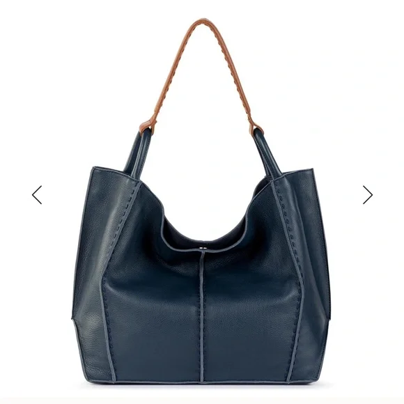 Los Feliz , the Sak Elegant Blue Leather Shoulder tote bag. - Picture 2 of 13